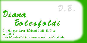 diana bolcsfoldi business card